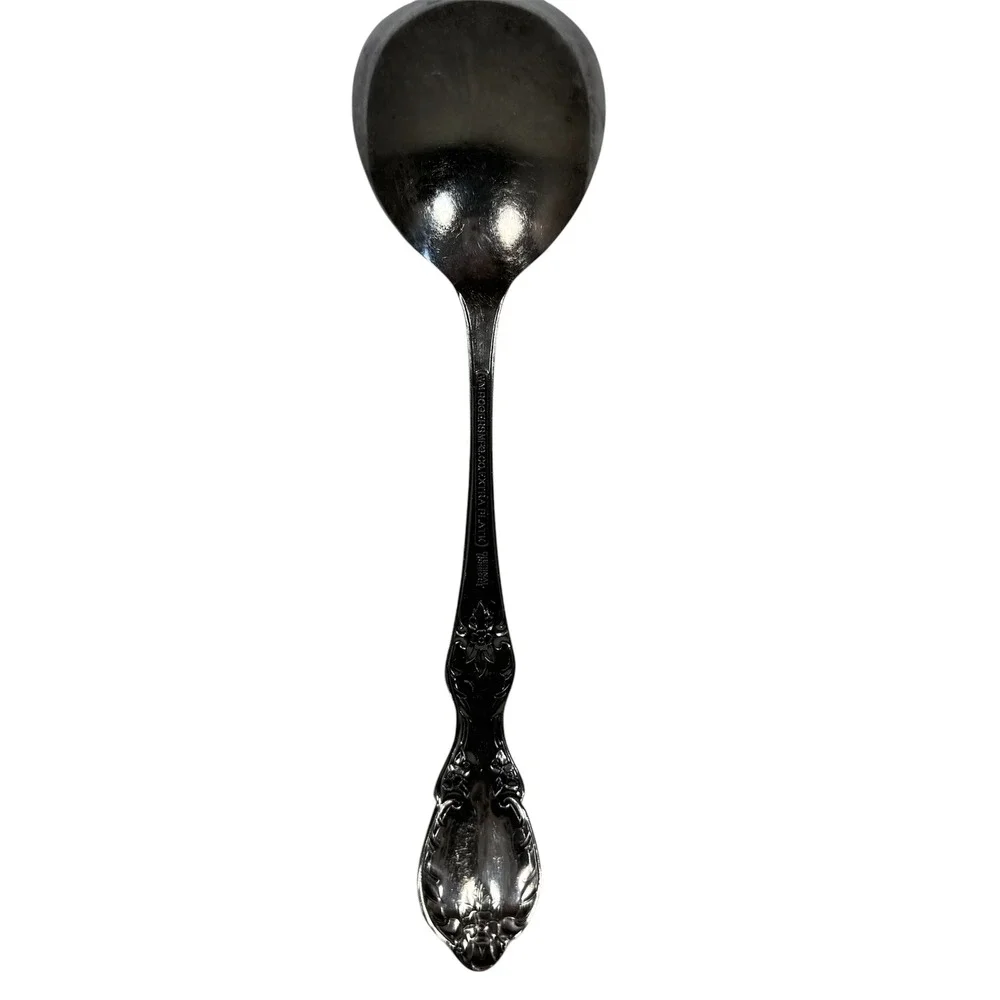 Wm Rogers‎ Co Soup Spoon Springtime Silver Plated Floral Ornate Silverware VTG